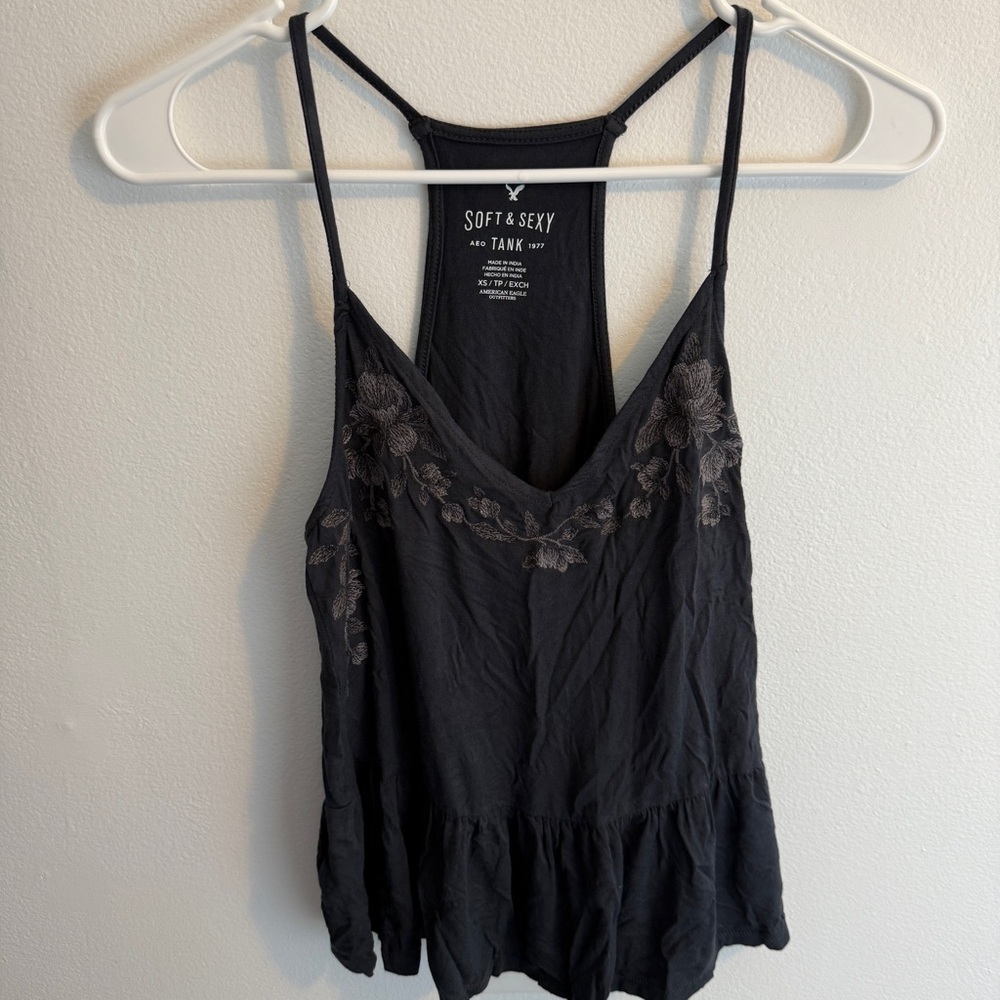 Soft & Sexy American Eagle gray peplum tank